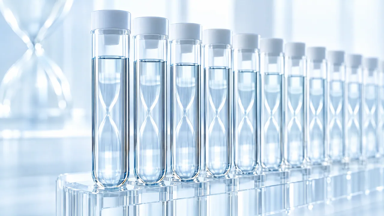 Bright lab bench with sample tubes, symbolic image for research on Testosterone Decanoate